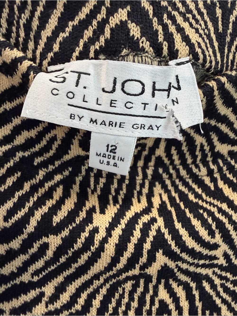 St. John Collection Black and Cream Zebra-Style Pencil Skirt - Picture 4 of 6